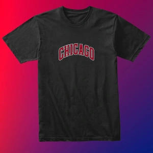 Unısex Kadın Erkek Chıcago Baskılı Siyah Beyaz % 100 Pamuk Tasarım T-shirt