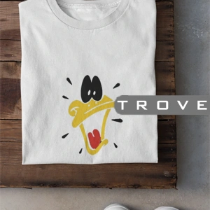 Unısex Kadın Erkek Daffy Duck Bakış Siyah Beyaz Tasarım Baskılı % 100 Pamuk T-shirt