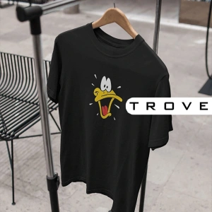 Unısex Kadın Erkek Daffy Duck Bakış Siyah Beyaz Tasarım Baskılı % 100 Pamuk T-shirt