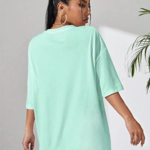 Unisex Kadın/Erkek Düz Renkli Özel Baskılı Oversize Pamuk Penye Bisiklet Yaka T-Shirt