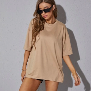 Unisex Kadın/Erkek Düz Renkli Özel Baskılı Oversize Pamuk Penye Bisiklet Yaka T-Shirt