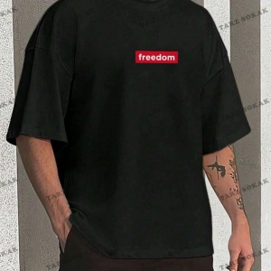 Unisex Kadın/Erkek FREEDOM Renkli Özel Baskılı Oversize Penye