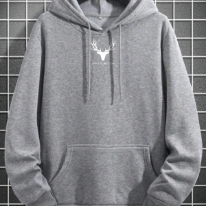 Unisex Kadın/Erkek Geyik Renkli Oversize Kapüşonlu Sweatshirt