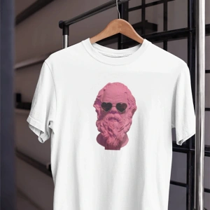Unısex Kadın Erkek Gözlük Heykel Mitoloji Barok Rokoko %100 Pamuk Siyah Beyaz T-shirt