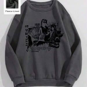 Unisex Kadın/Erkek Grunge Punk Slogan ve Şekil Grafiği Sweatshirt