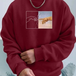 Unisex Kadın/Erkek Hands Renkli Oversize Bisiklet Yaka Pamuklu Sweatshirt