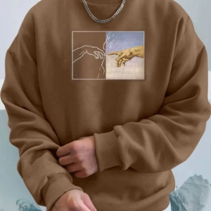 Unisex Kadın/Erkek Hands Renkli Oversize Bisiklet Yaka Pamuklu Sweatshirt