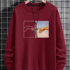 Unisex Kadın/Erkek Hands Renkli Oversize Bisiklet Yaka Pamuklu Sweatshirt