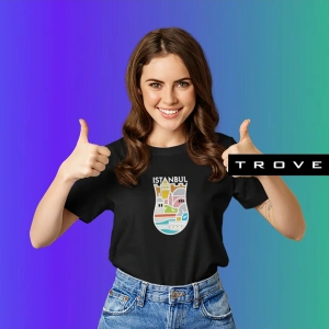 Unısex Kadın Erkek Hediye Istanbul Yedi Tepe Baskılı Çay Bardak % 100 Pamuk Tasarım T-shirt