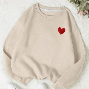 Unisex Kadın/Erkek Kalp Baskılı Sweat