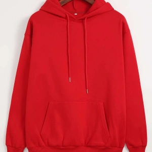 Unisex Kadın/Erkek Katı İpli Kapüşonlu Üst