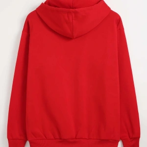 Unisex Kadın/Erkek Katı İpli Kapüşonlu Üst