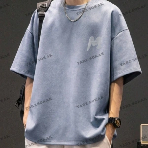 Unisex Kadın/Erkek M Renkli Özel Baskılı Oversize Penye