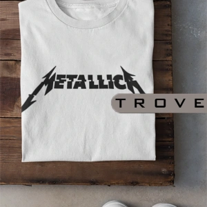 Unısex Kadın Erkek Metallıca %100 Pamuk Baskılı Siyah Beyaz T-shirt