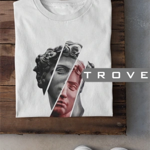 Unısex Kadın Erkek Mitoloji Heykel Rönesans Siyah Beyaz Tasarım Baskılı %100 Pamuk T-shirt