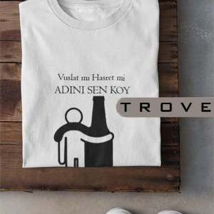 Unısex Kadın Erkek Müslüm Gürses Vuslat Hasret Dost Keder Siyah Beyaz % 100 Pamuk Tasarım T-shirt