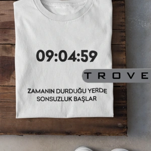 Unısex Kadın Erkek Mustafa Kemal Atatürk Zaman Sonsuzluk 09.04.59 % 100 Pamuk Tasarım T-shirt