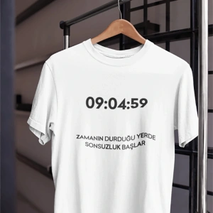 Unısex Kadın Erkek Mustafa Kemal Atatürk Zaman Sonsuzluk 09.04.59 % 100 Pamuk Tasarım T-shirt