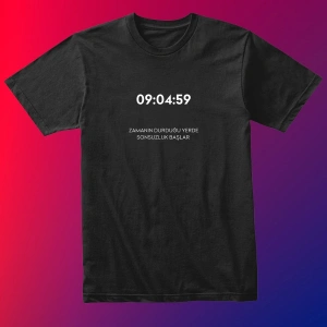 Unısex Kadın Erkek Mustafa Kemal Atatürk Zaman Sonsuzluk 09.04.59 % 100 Pamuk Tasarım T-shirt