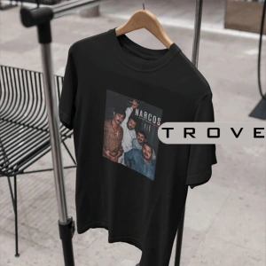 Unısex Kadın Erkek Narcos Kolpaçino  %100 Pamuk Baskılı Siyah Beyaz T-shirt