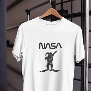 Unısex Kadın Erkek Nasa Çılgın Astronot % 100 Pamuk Tasarım T-shirt