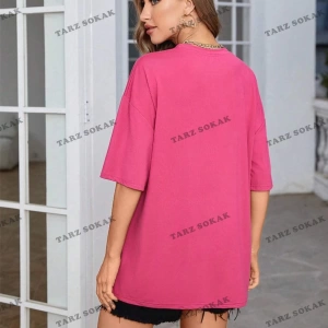Unisex Kadın/Erkek NASA Renkli Özel Baskılı Oversize Pamuk Penye