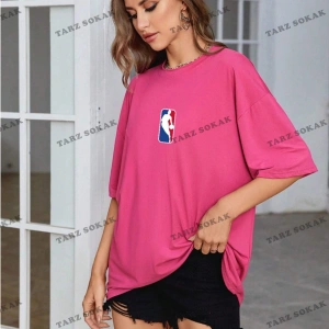 Unisex Kadın/Erkek NBBAA Özel Baskılı Renkli Oversize Penye