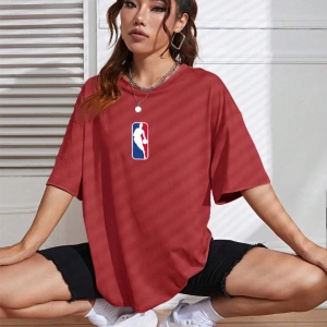 Unisex Kadın/Erkek NBBAA Özel Baskılı Renkli Oversize Penye T-Shirt