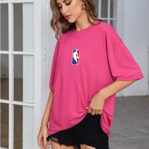 Unisex Kadın/Erkek NBBAA Özel Baskılı Renkli Oversize Penye T-Shirt