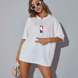 Unisex Kadın/Erkek NBBAA Özel Baskılı Renkli Oversize Penye T-Shirt