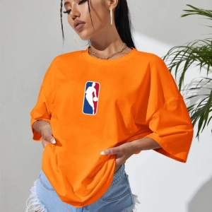 Unisex Kadın/Erkek NBBAA Özel Baskılı Renkli Oversize Penye T-Shirt