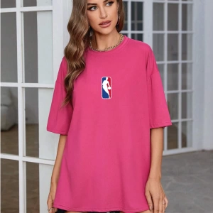 Unisex Kadın/Erkek NBBAA Özel Baskılı Renkli Oversize Penye T-Shirt