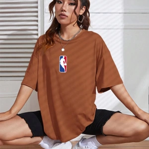 Unisex Kadın/Erkek NBBAA Özel Baskılı Renkli Oversize Penye T-Shirt