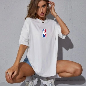 Unisex Kadın/Erkek NBBAA Özel Baskılı Renkli Oversize Penye T-Shirt