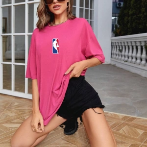 Unisex Kadın/Erkek NBBAA Özel Baskılı Renkli Oversize Penye T-Shirt