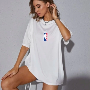 Unisex Kadın/Erkek NBBAA Özel Baskılı Renkli Oversize Penye T-Shirt