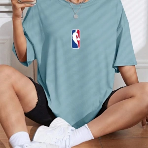 Unisex Kadın/Erkek NBBAA Özel Baskılı Renkli Oversize Penye T-Shirt