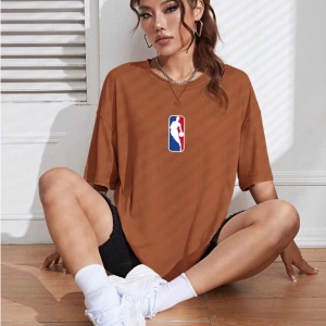 Unisex Kadın/Erkek NBBAA Özel Baskılı Renkli Oversize Penye T-Shirt