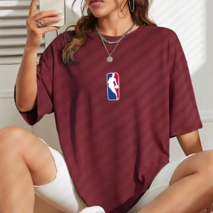 Unisex Kadın/Erkek NBBAA Özel Baskılı Renkli Oversize Penye T-Shirt