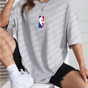 Unisex Kadın/Erkek NBBAA Özel Baskılı Renkli Oversize Penye T-Shirt