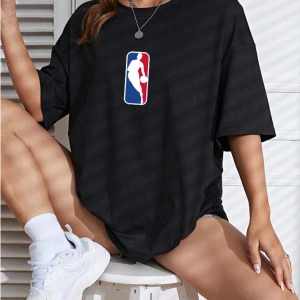 Unisex Kadın/Erkek NBBAA Özel Baskılı Renkli Oversize Penye T-Shirt