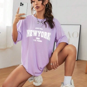 Unisex Kadın/Erkek NEW YORK Özel Baskılı Renkli Oversize Penye T-Shirt