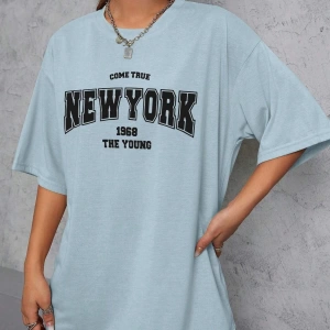 Unisex Kadın/Erkek NEW YORK Özel Baskılı Renkli Oversize Penye T-Shirt