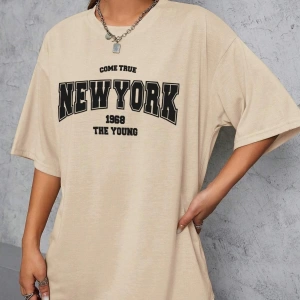 Unisex Kadın/Erkek NEW YORK Özel Baskılı Renkli Oversize Penye T-Shirt