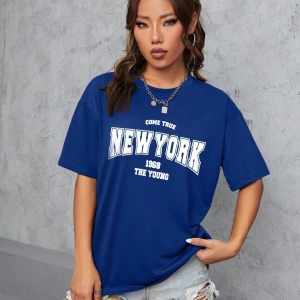 Unisex Kadın/Erkek NEW YORK Özel Baskılı Renkli Oversize Penye T-Shirt