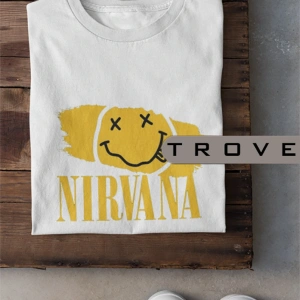 Unısex Kadın Erkek Nırvana Grunge Musıc 1994 %100 Pamuk Baskılı Siyah Beyaz T-shirt