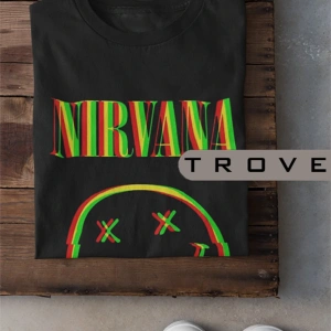 Unısex Kadın Erkek Nırvana Halüsinasyon %100 Pamuk Baskılı Siyah Beyaz T-shirt