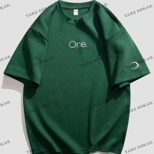 Unisex Kadın/Erkek ONE Renkli Özel Baskılı Oversize Penye