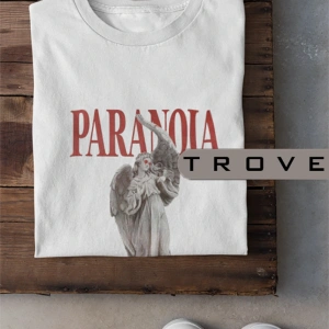 Unısex Kadın Erkek Paranoıa %100 Pamuk Baskılı Siyah Beyaz T-shirt