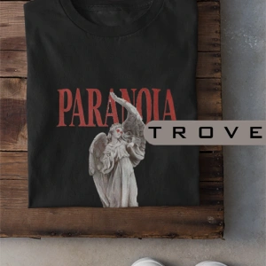 Unısex Kadın Erkek Paranoıa %100 Pamuk Baskılı Siyah Beyaz T-shirt